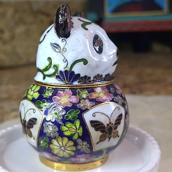 Vintage Cloisonne Panda Trinket box - Picture 4 of 6